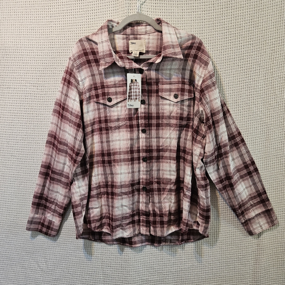 Tilley XL 100% Cotton Plaid Button-Up Shirt NWT